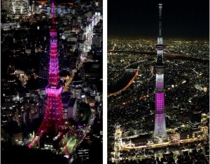 Tokyo Tower (left) Sky Tree (right)