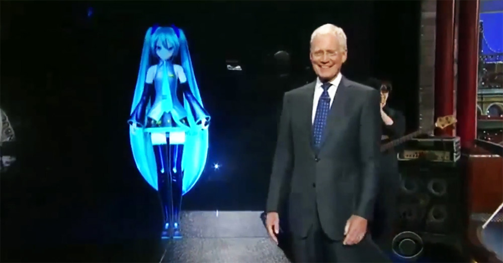 Hatsune Miku performs on “The Late Show with David Letterman”
