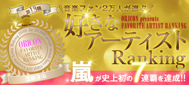 Oricon Releases Its Favorite Artist Ranking for 2016